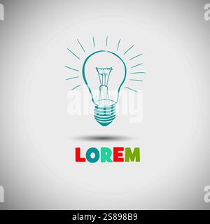 lamp icon logo. hand drawn. Not AI, Vector illustration Stock Vector