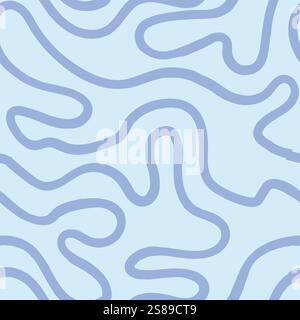 Seamless abstract pattern with squiggles and scribbles. Weaved curved lines. Chaotic ink scribbles decorative texture. Messy doodles, wavy and curly l Stock Vector