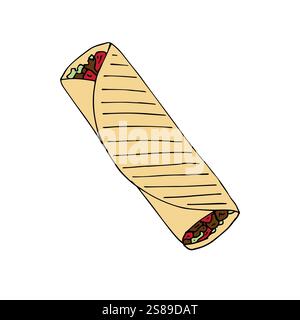 Vector hand drawn doodle sketch shawarma isolated on white background Stock Vector