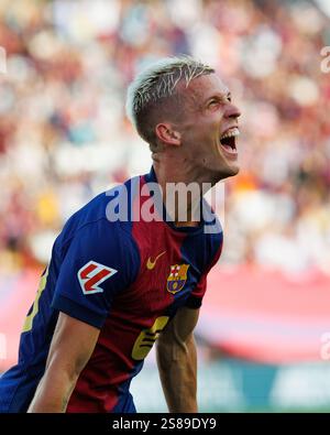 Dani OLMO of Barcelona celebrates his goal during the Spanish championship La Liga football