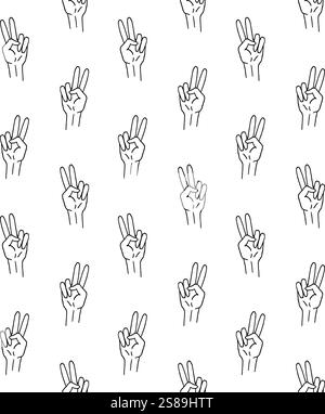 Vector seamless pattern of black hand drawn doodle sketch peace sign isolated on white background Stock Vector