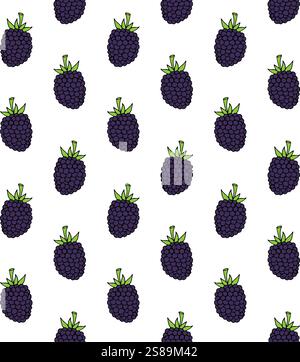Vector seamless pattern of hand drawn doodle sketch colored blackberry isolated on white background Stock Vector