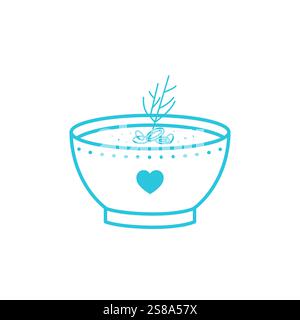 Soothing Homemade Leek Soup icon. Isolated on white background. Blue icon set. Stock Vector