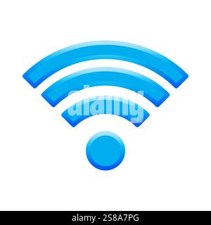 Wi Fi icon. Blue signal waves. Connection symbol. Wireless network vector. Stock Vector
