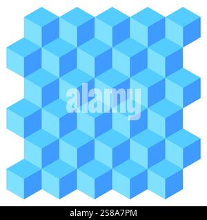 Blue cube pattern. Isometric geometric shapes. Modern abstract texture. Vector background. Stock Vector