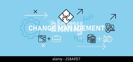 Change Management conceptual job problem solving company development employee work data job system changing financial manage design icon outline Stock Vector