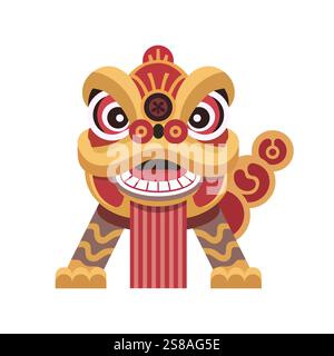 Lunar New Year Spirit Colorful Lion Dance Mask Vector EPS10 Stock Vector