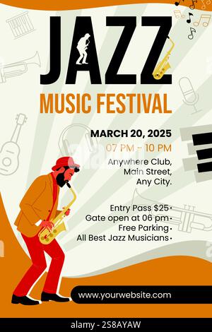 A vector illustration of Jazz Concert Music Festival Poster Stock Vector