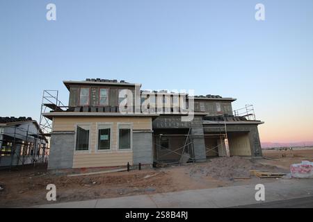 New Two Story Home Under Construction Stock Photo