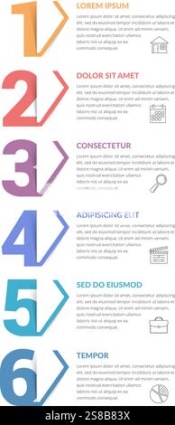 Six numbers with arrows and place for your text, six steps - infographic template, vector eps10 illustration Stock Vector