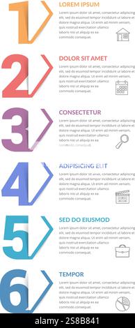 Six numbers with arrows and place for your text, six steps - infographic template, vector eps10 illustration Stock Vector