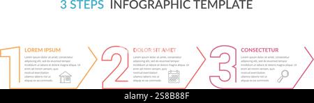 Three numbers with arrows and place for your text, three steps - infographic template, vector eps10 illustration Stock Vector