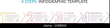 Four numbers with arrows and place for your text, four steps - infographic template, vector eps10 illustration Stock Vector