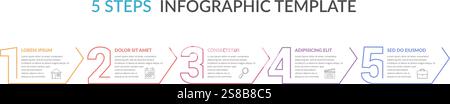 Six numbers with arrows and place for your text, six steps - infographic template, vector eps10 illustration Stock Vector