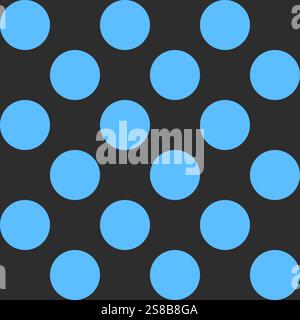 Seamless black and blue polka dot pattern. Round circles in modern style. Geometric abstract vector design for print on textile. Minimalistic retro co Stock Vector