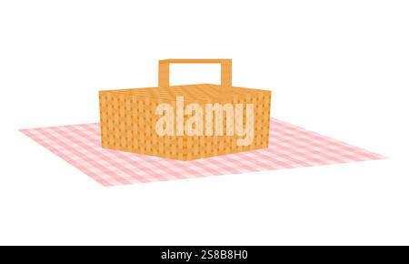 Holiday Picnic Basket Vector. Relaxation Picnic Basket Element. Outdoor Rest. Stock Vector