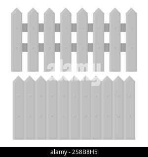 Simple White Metal Fence Vector. Outdoor Fence Decoration. Secure Fence Element. Stock Vector
