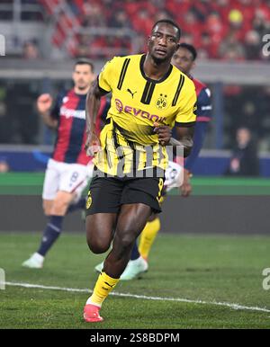 Serhou Guirassy Of Borussia Dortmund During A Match Against Real Madrid A Game Valid For The Bologna Italy 21st Jan 2025 Borussia Dortmunds Serhou Guirassy Celebrates His Goal During The Uefa Champions League Between Bologna And Borussia Dortmund In Bologna Italy Jan 21 2025 Credit Alberto Live News 2s8bdpm