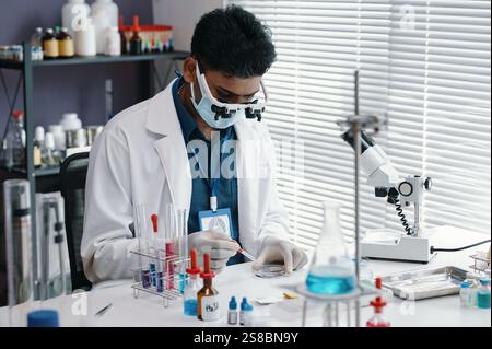 Conducting Scientific Research in Modern Laboratory Stock Photo