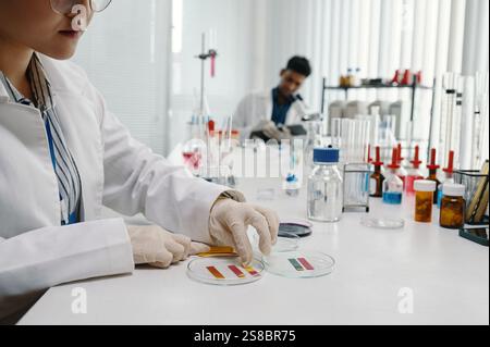 Conducting Laboratory Experiments with Scientific Equipment Stock Photo