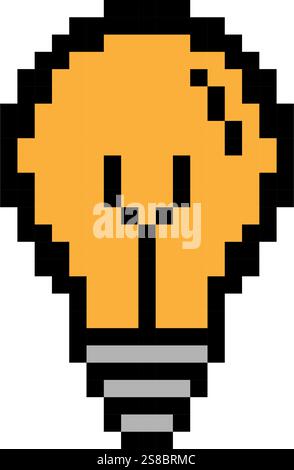 Lamp bulb pixel art icon Stock Vector