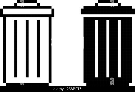 Trash pixel icon simple desiggn pixel art Stock Vector