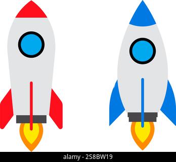 Rocket icon set simple design Stock Vector
