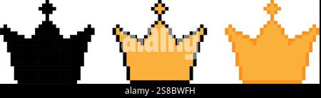 Crown icon pixel art simple design Stock Vector