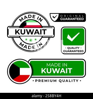 Badge bundle made in Kuwait label icon emblem isolated on white background. Vector illustration Stock Vector