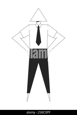 Abstract geometric businessman with triangular head black and white 2D ...