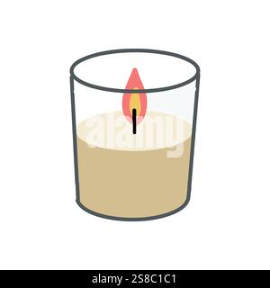 Various candle. Wax candle illustration. Soy wax candles in jar. Different shapes and sizes. Vector clipart collection. Stock Vector