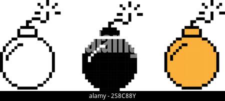 Bomb pixel icon simple design Stock Vector