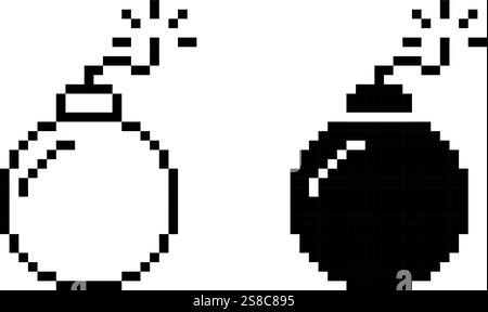 Bomb pixel icon simple design Stock Vector