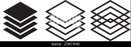 Layers icon symbol set basic simple flat design Stock Vector