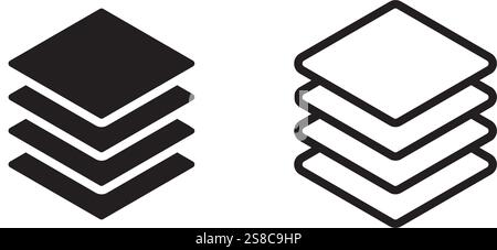 Layers icon symbol set basic simple flat design Stock Vector