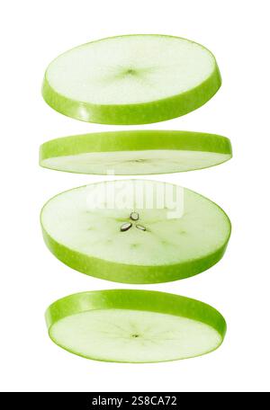 Sliced green apple isolated on white background Stock Photo