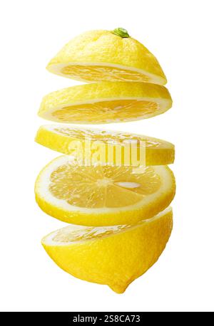 Layers of lemon sliced isolated on white background Stock Photo