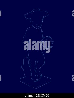Man is holding a basketball in his hand. He is wearing a hat and standing on a blue background Stock Vector