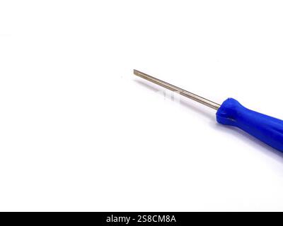 Blue flathead screwdriver on white background Stock Photo