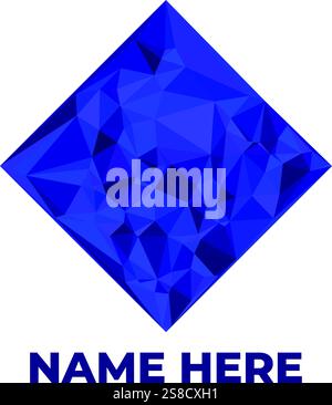 Abstract Geometric Diamond Shape Logo with Blue Texture Stock Vector
