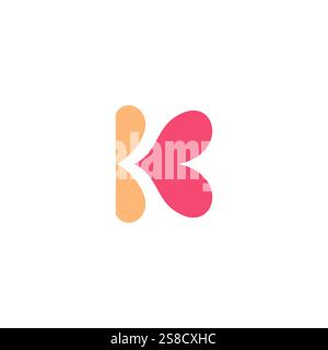 Letter K Love Logo Design. K Initial Logo Stock Vector