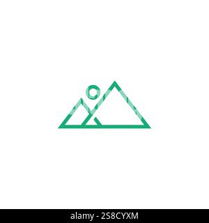 Mountain Sun Langscape Logo Design Stock Vector