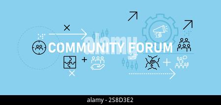 Community Forum concept highlighting social interaction group discussion public engagement and collaborative space for people connection and Stock Vector