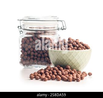 Breakfast cereal chocolate balls isolated on a white backgorund. Stock Photo