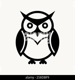 Owl icon. Simple black and white owl icon. Isolated symbol of owl. Vector illustration Stock Vector
