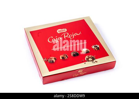 Nestle chocolate red box isolated on white background Stock Photo