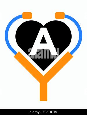 Initial Letter A Medical or Doctor Logo Concept With Stethoscope Symbol Stock Vector