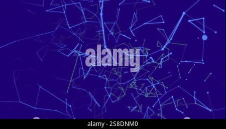 Image of network of connections on blue background Stock Photo