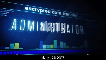 Encrypted data transfer image over bar graph and digital interface Stock Photo