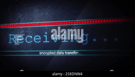 Encrypted data transfer image with progress bar and digital text Stock Photo